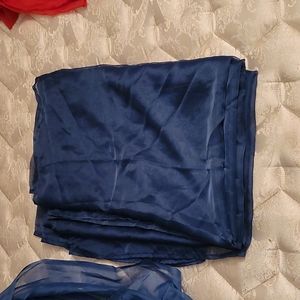 2 84 inch blue sheer curtains